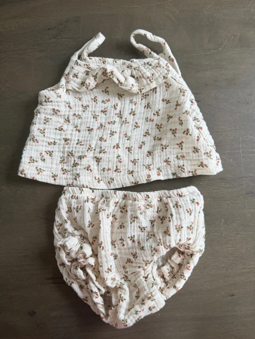 Colored Organics Girls 0-3M 2pc Muslin Cotton Floral Tank Top Bloomers Set